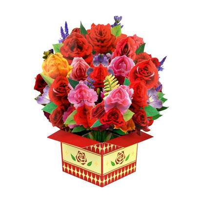 3D Popup Greeting Card Flower Paper Pop Up Cards Flower Bouquet for Mom Wife Style 4