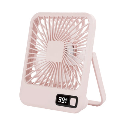 5 Speed Desktop Fan USB Rechargeable 180 Degree Foldable Digital Display Fan Pink