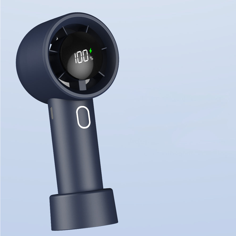 Portable Handheld Turbo Fan with Digital Display Rechargeable Pocket Hand Fan for Travel Outdoor Blue