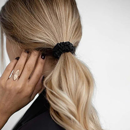 4 Piece 19 Momme Mulberry Silk Scrunchies Elastic Hair Ties