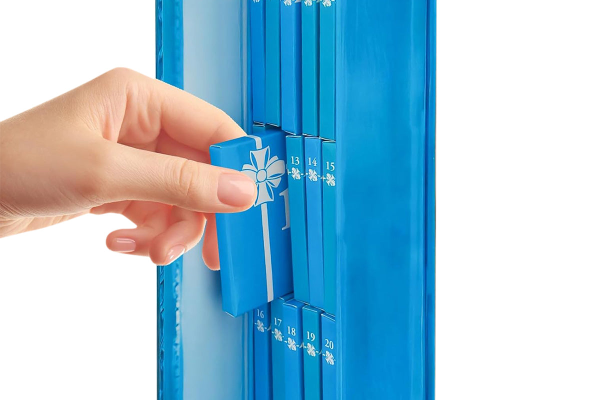 Mini Book Advent Calendar with 25 Book Ornaments for Christmas Countdown Holiday Decorations -Blue