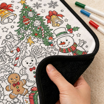 DIY Coloring Graffiti Christmas Blanket Drawing Blanket for Adults - Style1
