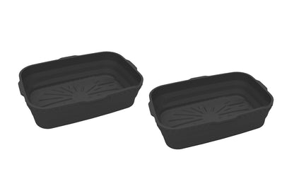 2Pcs Reusable Baking Air Fryer Silicone Liners Pot Food Grade Airfryer Basket Bowl-Black