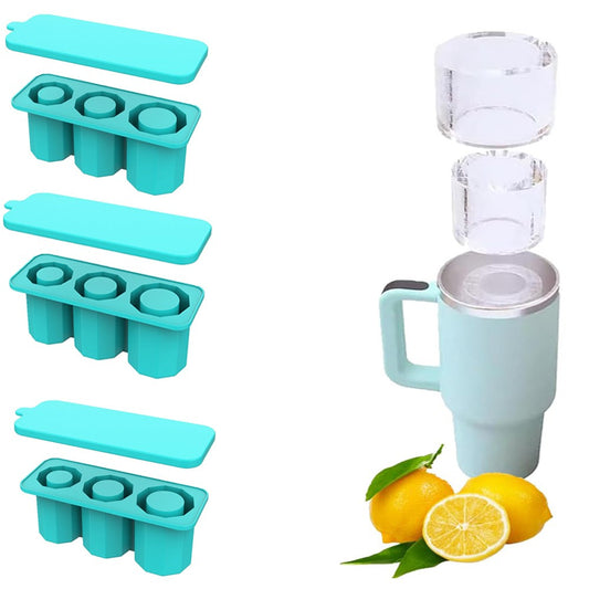 3pcs Ice Cube Tray for Stanley Cup Silicone Ice Cube Maker With Lid for 30-40oz Tumbler
