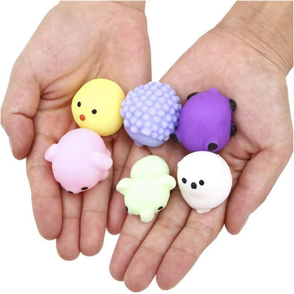 36Pcs Cute Animal Shape Soft Squeezable Toys with Storage Bucket Mochi Squishy Party Favors for Kids