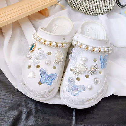 Butterfly Flower Pearl Shoe Charms Set DIY Shoe Accessories