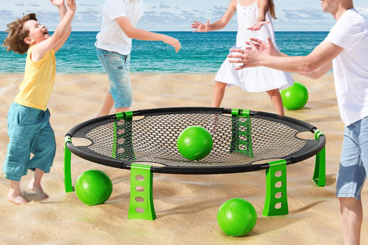 Outdoor Team Roundnet Game Set Beach Ball Games with Carrying Bag 2 Balls