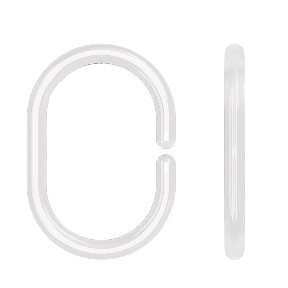 36 Pack Clear Plastic Shower Curtain Rings and C Shape Hooks for Bathrooms