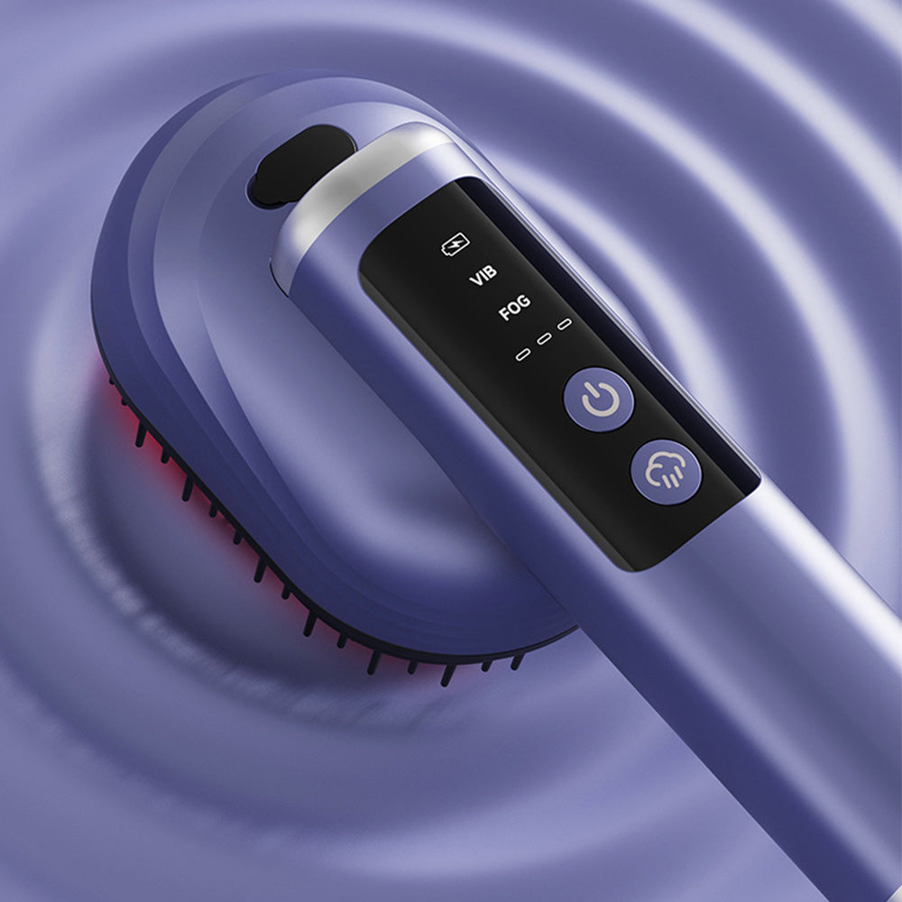 Wireless Electric Hair Comb with Vibration and Oil Mist Spray-Blue