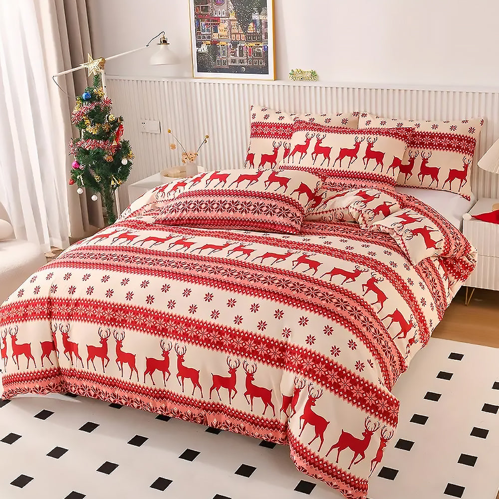 Christmas Bedding Set Quilt Cover Pillowcases Set Xmas Printed Bedding Christmas Decor Style 1