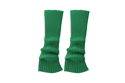 Ribbed Knit Leg Warmers Crochet Long Boot Socks - Green