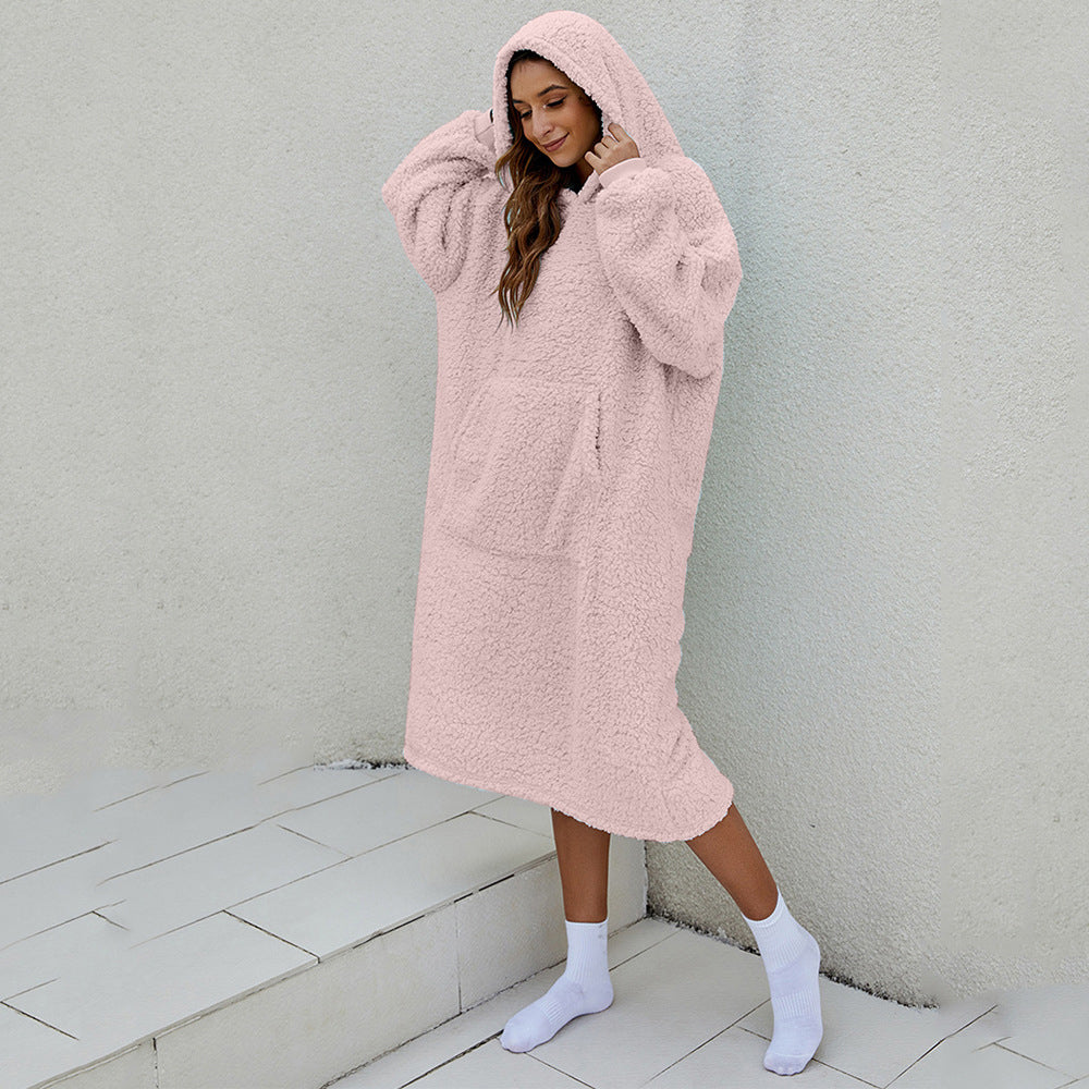 Reversible Wearable Blanket Plush Warm Cozy Blanket One Size Fits All Pink