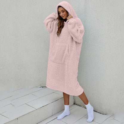 Reversible Wearable Blanket Plush Warm Cozy Blanket One Size Fits All Pink