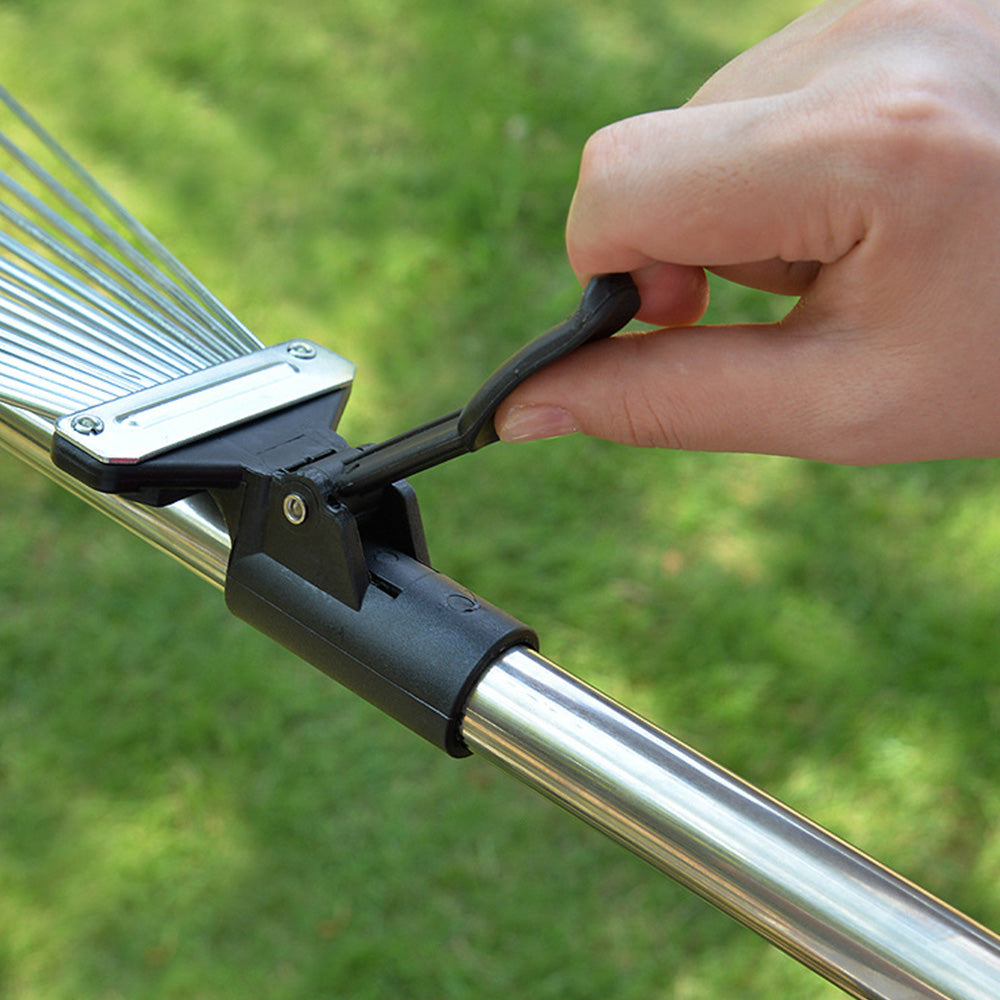 Adjustable Long Handle Metal Leaf Rake for Lawn Garden Yard Soil Loosening
