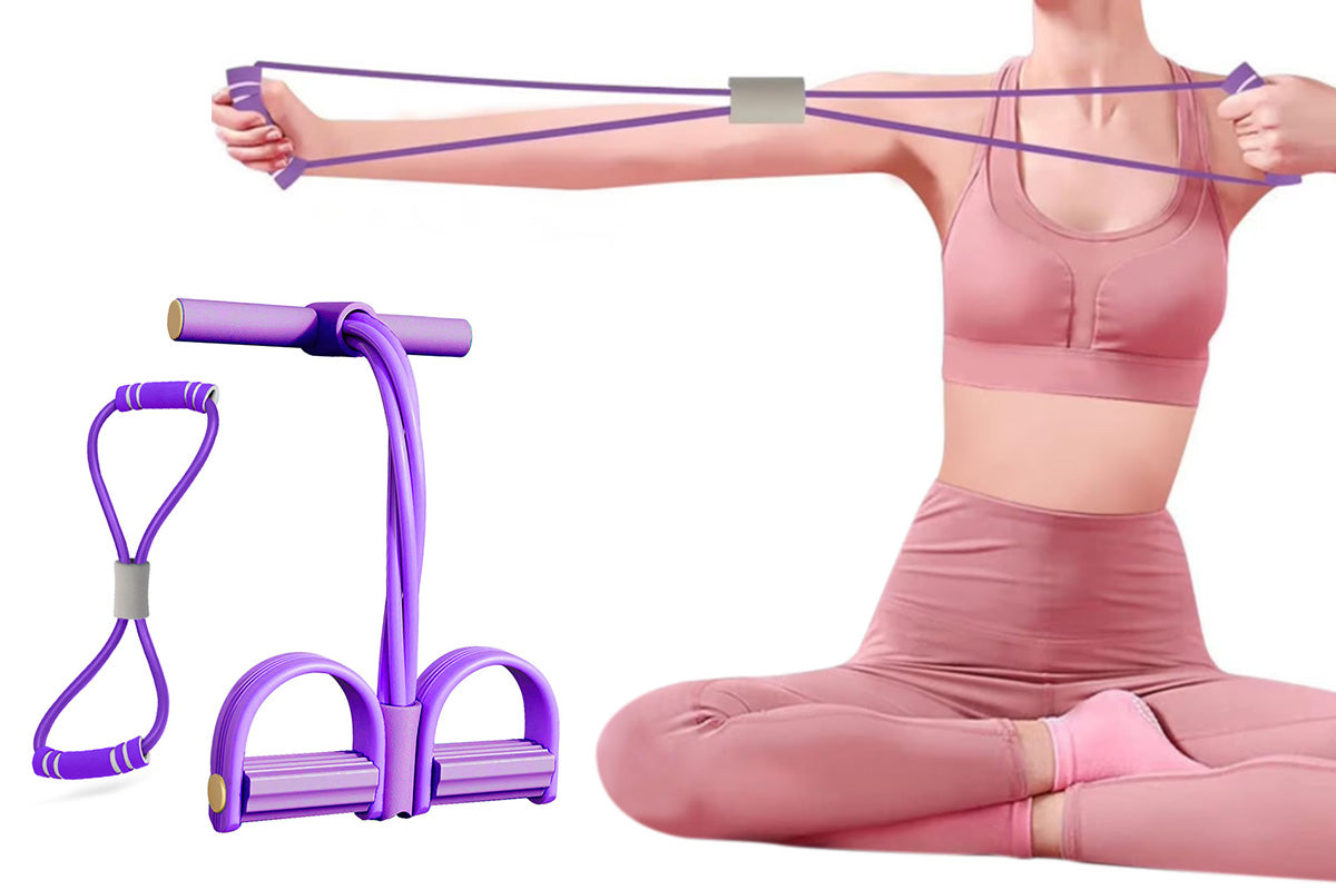 6 Tube Pedal Ankle Puller Fitness Resistance Band - Purple