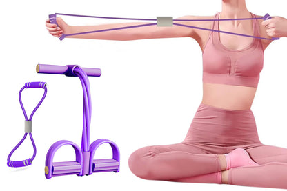 6 Tube Pedal Ankle Puller Fitness Resistance Band - Purple