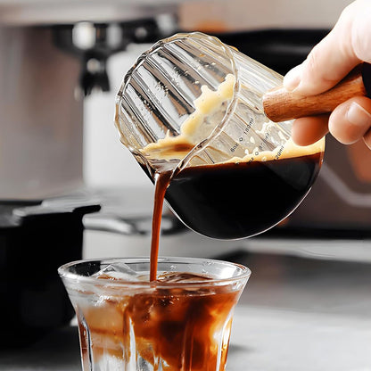 180ml Ribbed Glass Espresso Measuring Cup with Handle - Clear