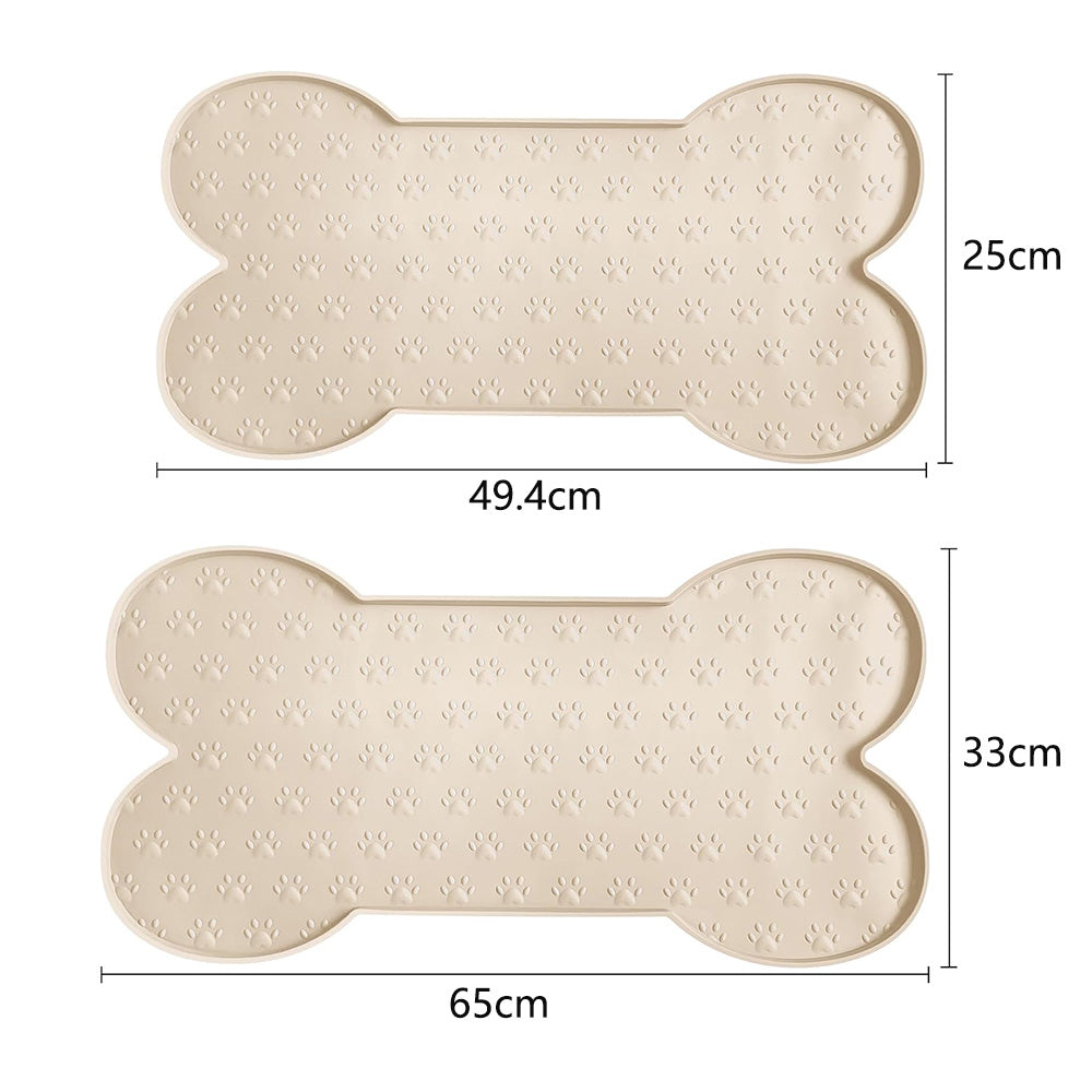 Dog Food Mats for Floors Waterproof Silicone Dog Bowl Mat with Raised Edge Apricot