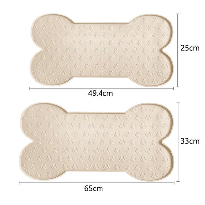 Dog Food Mats for Floors Waterproof Silicone Dog Bowl Mat with Raised Edge Apricot