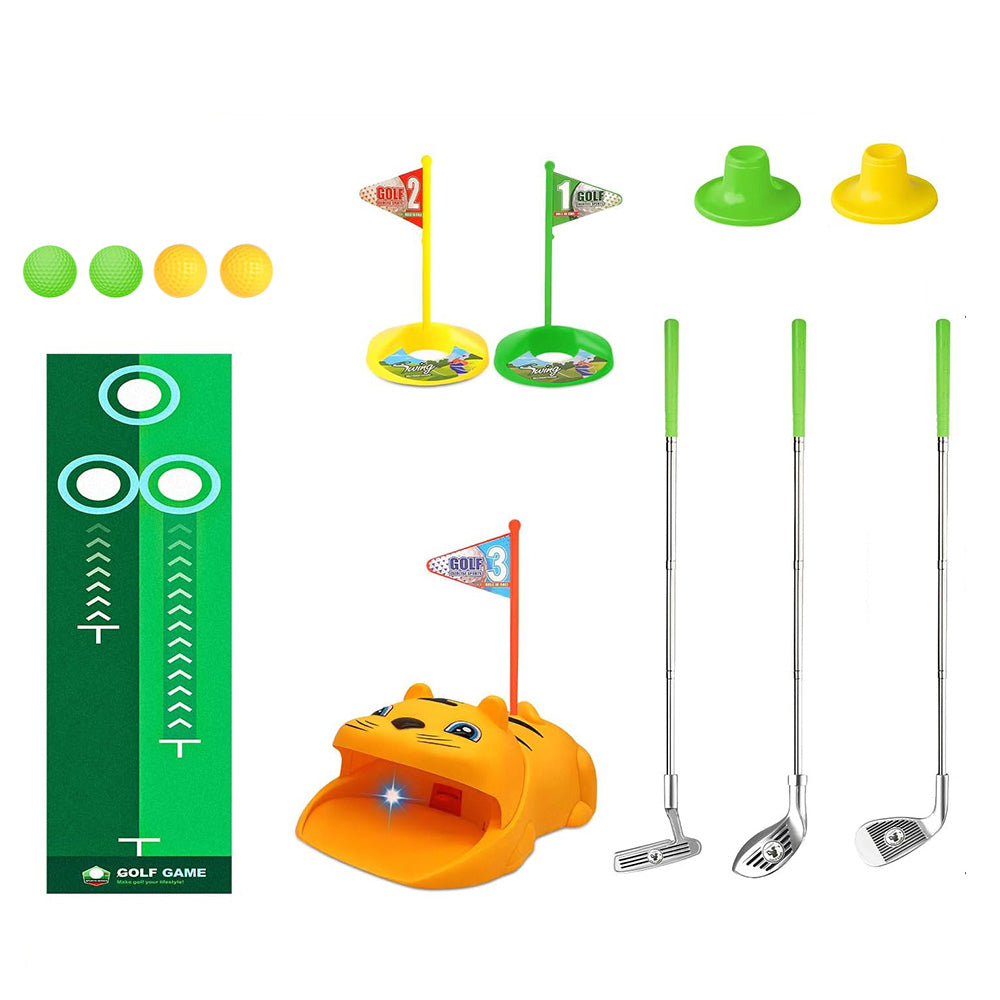 Kids Golf Toy Set with Tiger Ball Returner Clubs and Putter Mat for Indoor & Outdoor Play