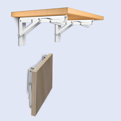 2Pcs 90 Degree Foldable Metal Shelf Brackets-White