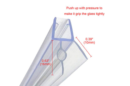 2 Pieces Shower Frameless Glass Door Seal Strip 60cm
