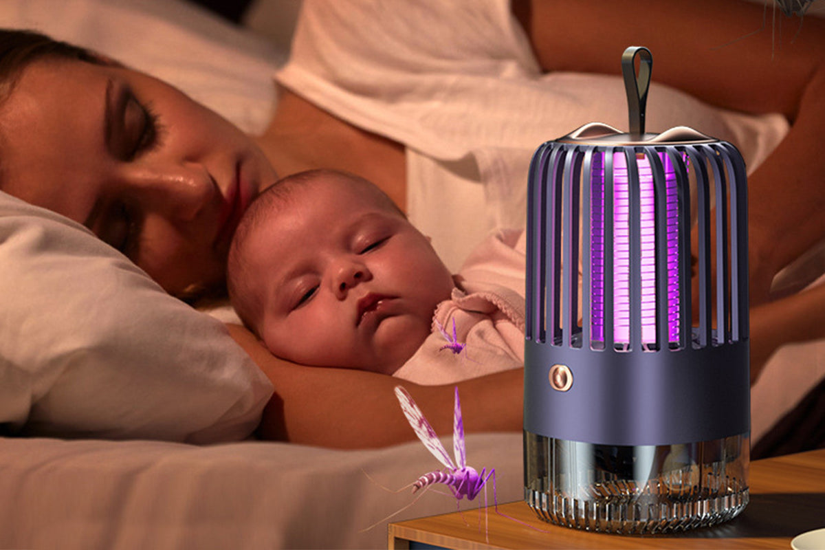 USB Rechargeable UV Light Mosquito Killer Portable Fly Zapper With Hanging Hoop-Blue