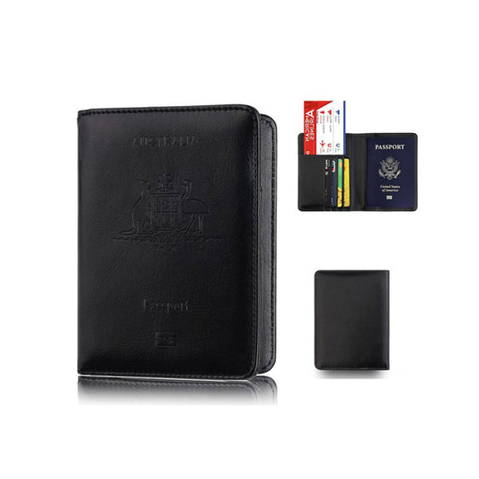 RFID Blocking Travel Passport Holder Travel Passport Wallet Case for Men and Women -Black