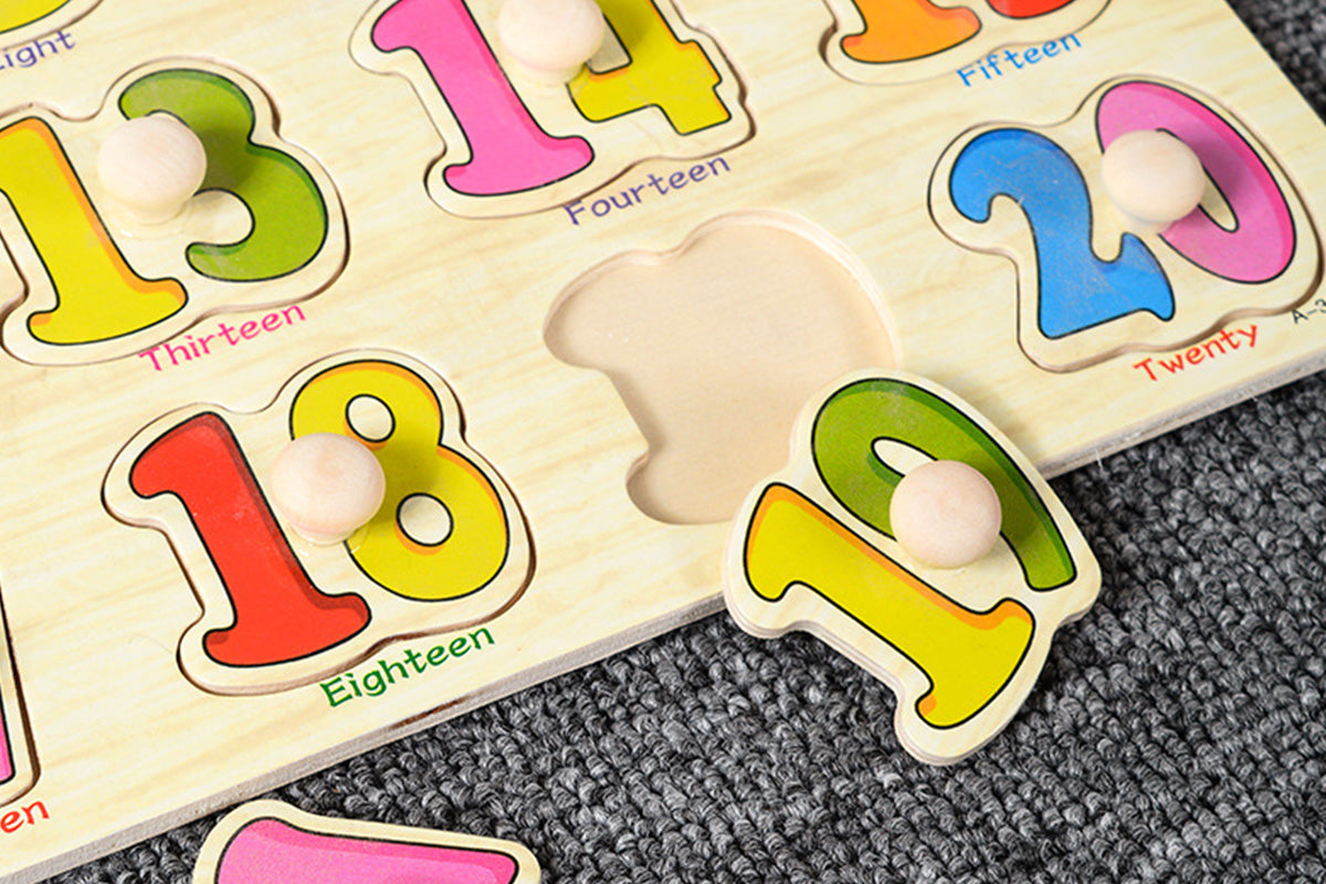4 Sets Wooden Peg Puzzle for Girls Boys with Alphabet Animal Dinosaur Vehicle