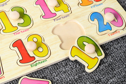 4 Sets Wooden Peg Puzzle for Girls Boys with Alphabet Animal Dinosaur Vehicle