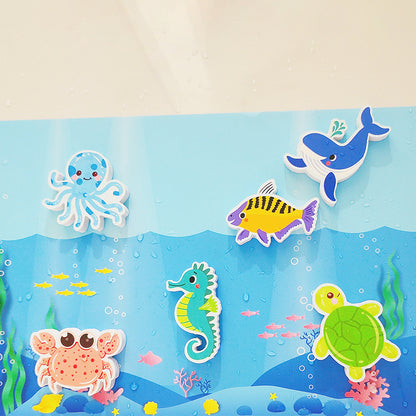 Set of DIY Cartoon Animals Cars Wall Stickers -Blue