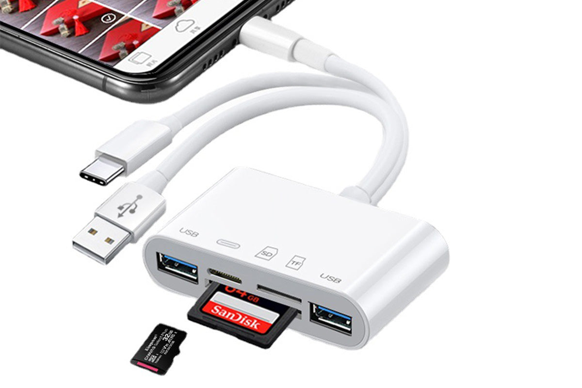 5 In 1 USB OTG Adapter SD Memory Card Reader for iPhone iPad