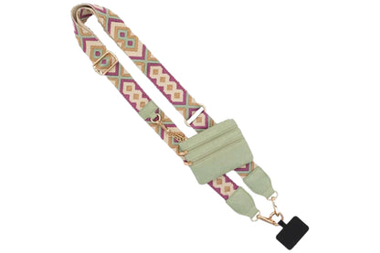 Phone Strap With Zippered Wallet Pouch Adjustable Phone Strap Crossbody Phone String-Colour Mixture