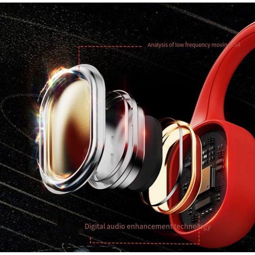 Wireless Bone Conduction Headphones Swimming Sports Bluetooth Headset-Red