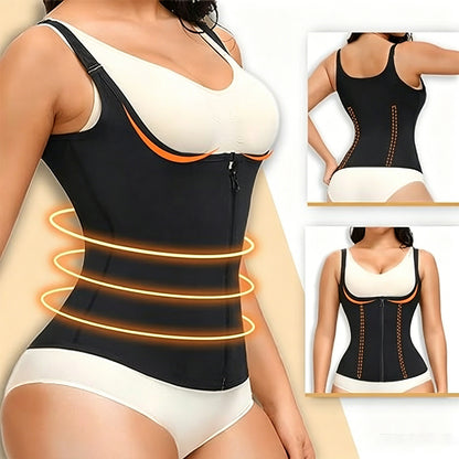 Sauna Vest Waist Trainer for Women Zipper Corset Body Shaper for Tummy Control