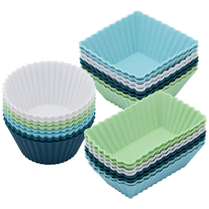 24-Pack Silicone Cupcake Baking Cups ââ‚?Mixed Colors & 3 Shapes