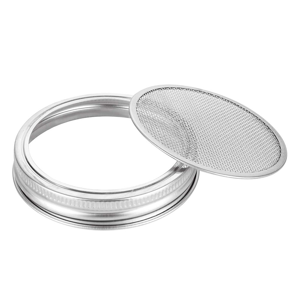 2Pcs Stainless Steel Sprouting Lid with Mesh Filter for 32 oz Wide Mouth Mason Jars