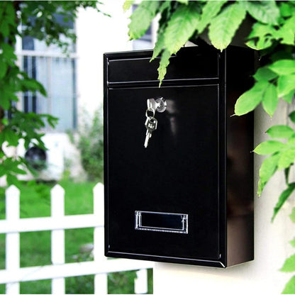 Wall Mounted Locking Mailboxes Key Lock Metal Mail Box Black