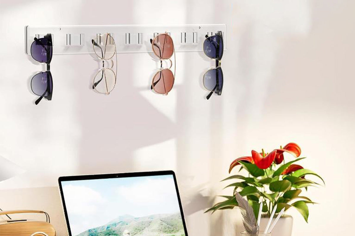 2Pcs Sunglasses Rack Wall Clear Acrylic Wall Mount Glasses Holder Glasses Storage