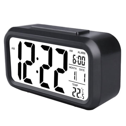 Digital Alarm Clock Battery Operated Desk Smart Clock with Night Light/Indoor Temperature Black
