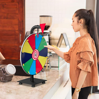 30CM Spinning Prize Wheel 10 Slots Tabletop Roulette Wheel with Stand