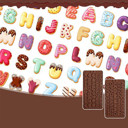 4 Piece Silicone Letter Number Chocolate Molds