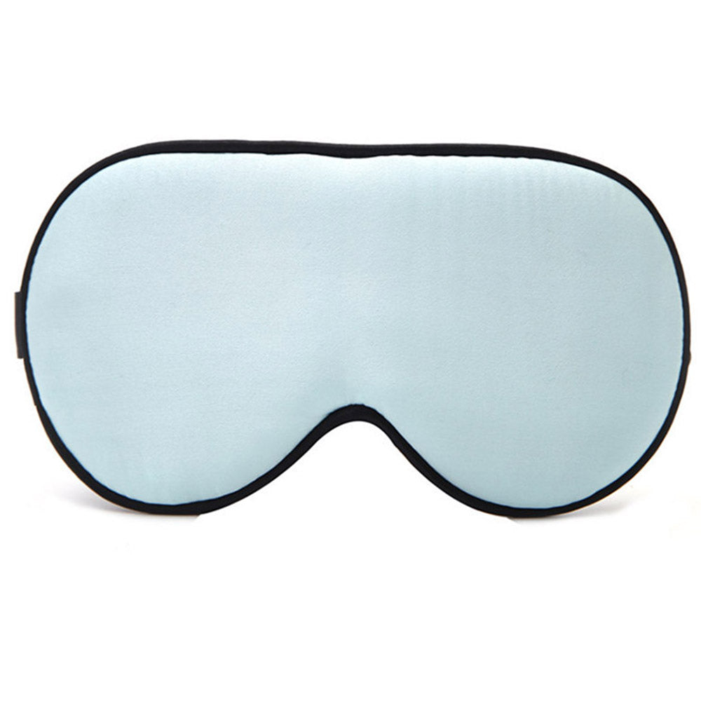 Soft Eye Mask Silk Sleeping Mask Smooth Blackout Eye Mask Portable Travel Eyepatch Rest Blindfold Eye Cover -Light Blue