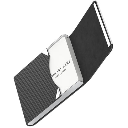 Business Card Holder Slim PU Leather Stainless Steel Name Card Case