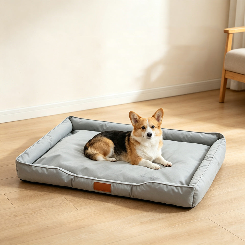 Square Raised Edge Oxford Fabric Sofa Pet Bed - Grey