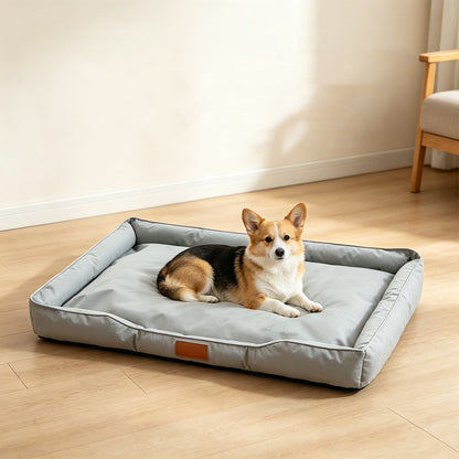 Square Raised Edge Oxford Fabric Sofa Pet Bed - Grey