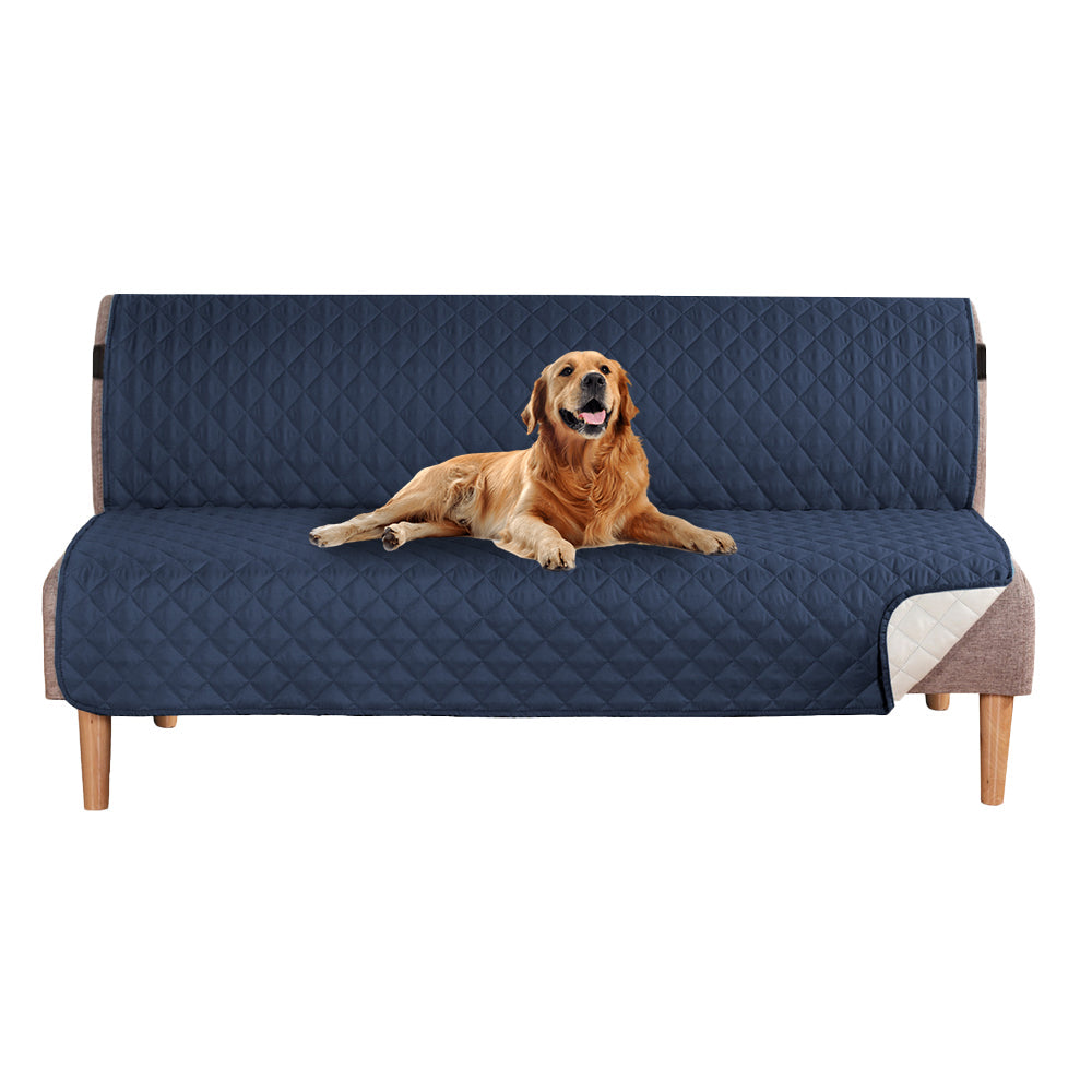 Reversible Futon Sofa Slipcover Armless Sofa Cover Water Resistant Furniture Protector with Elastic Strap Navy