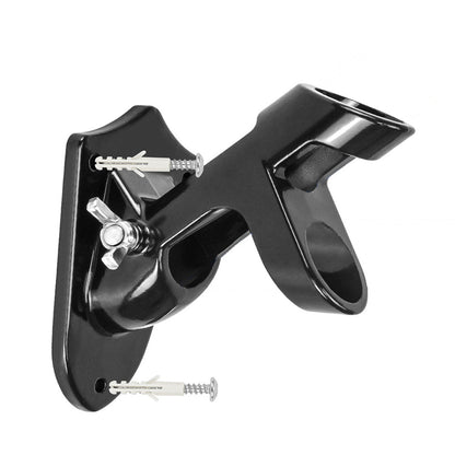 Dual Hole Adjustable Aluminum Flag Pole Wall Mount Holder - Black