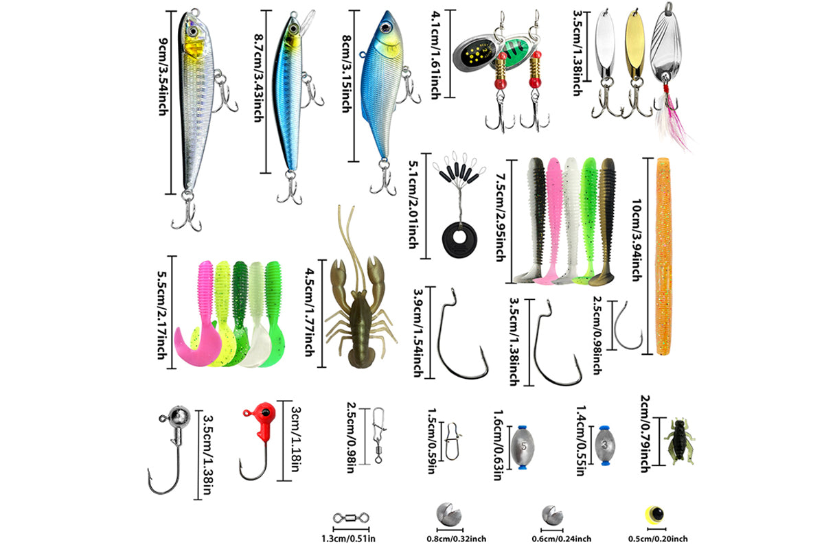 138Pcs Fishing Lures Tackle Bait Kit Tackle Box Fishing Bait Lure Gear Kit