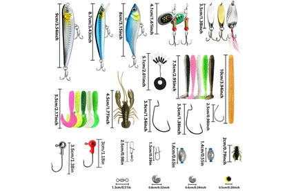 138Pcs Fishing Lures Tackle Bait Kit Tackle Box Fishing Bait Lure Gear Kit